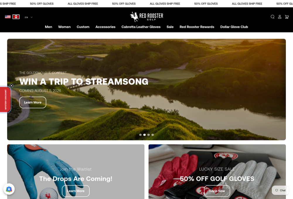 Red Rooster Golf homepage screenshot